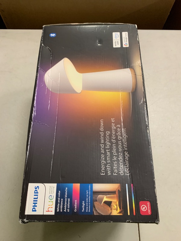 Photo 1 of Philips Hue Twilight Smart Sleep and Wake-Up LED Lamp, White & Color Smart Lighting, Bedside Lamp Compatible with Bluetooth, Voice Control with Alexa, Apple Home & Google Assistant