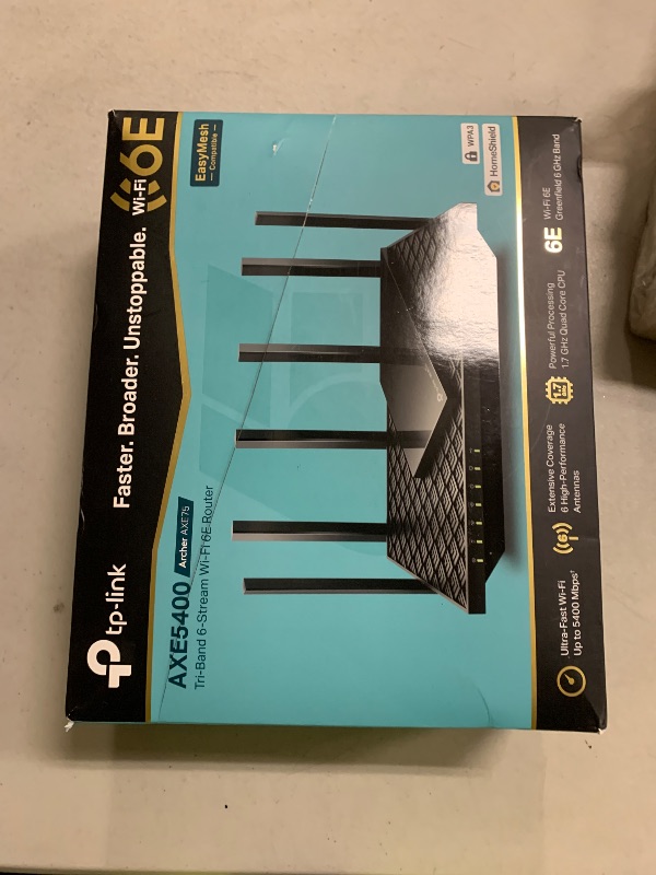 Photo 1 of TP-Link AXE5400 Tri-Band WiFi 6E Router (Archer AXE75), 2025 PCMag Editors' Choice, Gigabit Internet for Gaming & Streaming, New 6GHz Band, 160MHz, OneMesh, Quad-Core CPU, VPN & WPA3 Security