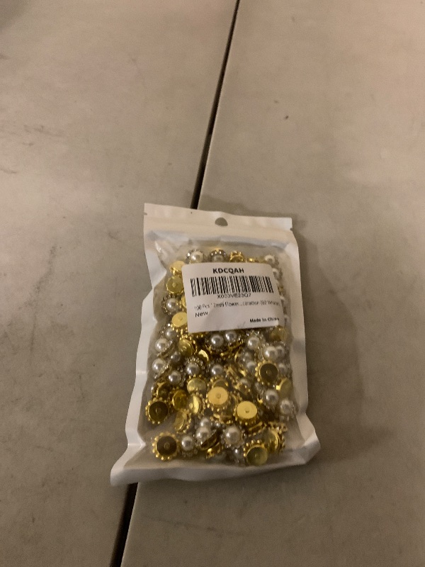 Photo 1 of 100 Pcs 12mm Flower Claw Pearl Sew On Rhinestones Gold Flatback Base Shiny Crystals Rhinestones Stones for Wedding Clothing Dress Shoes Crafts Decoration (02 White)