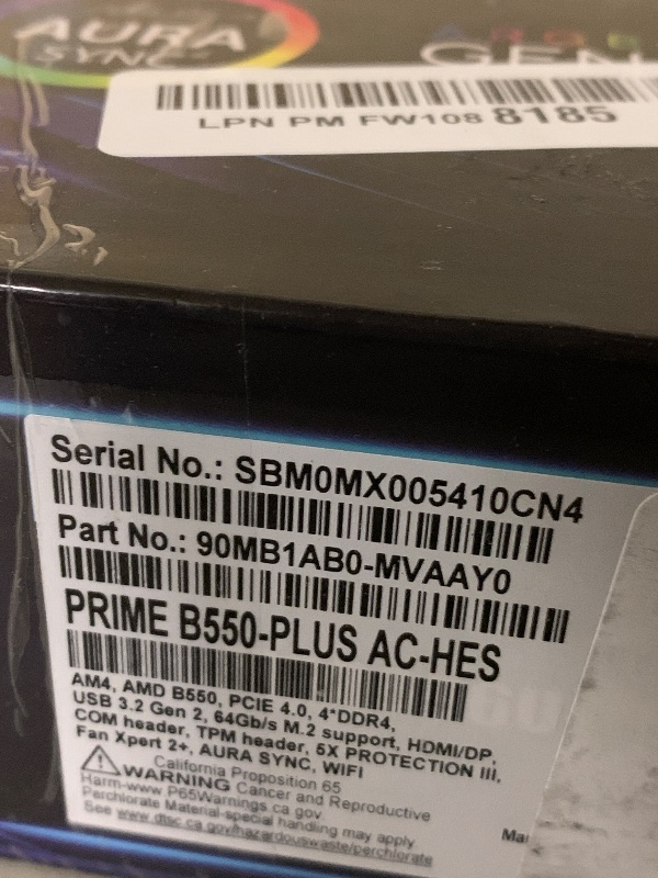 Photo 1 of ASUS Prime B550-PLUS AC-HES AMD AM4 (3rd Gen Ryzen) ATX Motherboard (Dual M.2, PCIe4.0, WIFI5, 1Gb Ethernet, SATA 6 Gbps, USB 3.2 Gen 2 Type-C, Front USB 3.2 Gen 1 Type-C and CEC Tier II Ready)