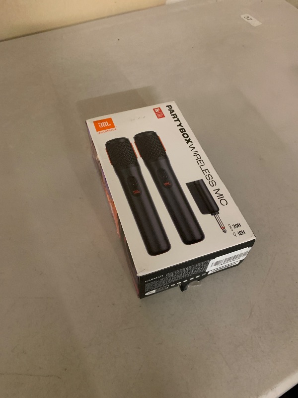 Photo 1 of JBL PartyBox Wireless Mic - 2X Digital Wireless Microphones, Rechargeable Battery (20hrs - 700mAh), Clear Voice, Crisp Sound, Stable 2.4GHz Connection, Compatible with All PartyBox Speakers (Black)