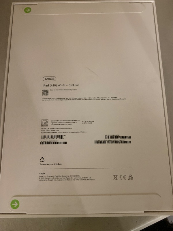 Photo 1 of Apple iPad 11-inch: A16 chip, 11-inch Model, Liquid Retina Display, 128GB, Wi-Fi 6 + 5G Cellular, 12MP Front/12MP Back Camera, Touch ID, All-Day Battery Life — Silver