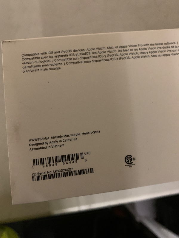 Photo 1 of Apple AirPods Max Wireless Over-Ear Headphones, Pro-Level Active Noise Cancellation, Transparency Mode, Personalized Spatial Audio, USB-C Charging, Bluetooth Headphones for iPhone - Purple