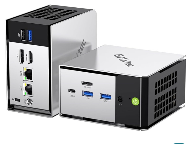 Photo 1 of GMKtec Mini PC M8 Desktop Computer AMD Ryzen PRO 6650H (6C/12T 4.50Ghz) Dual NIC LAN 2.5GbE, 16GB LPDDR5 RAM + 512GB Hard Drive PCle SSD, Oculink, USB4, HDMI, USB-C