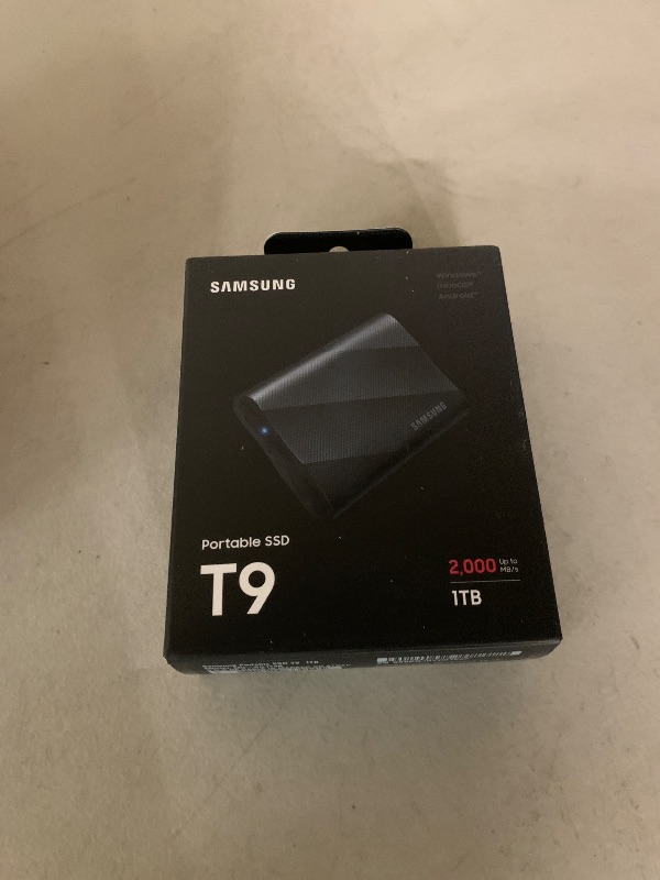 Photo 1 of Samsung T9 Portable SSD 1TB, USB 3.2 Gen 2x2 External Solid State Drive, Seq. Read Speeds Up to 2,000MB/s for Gaming, Students and Professionals, MU-PG1T0B/AM, Black