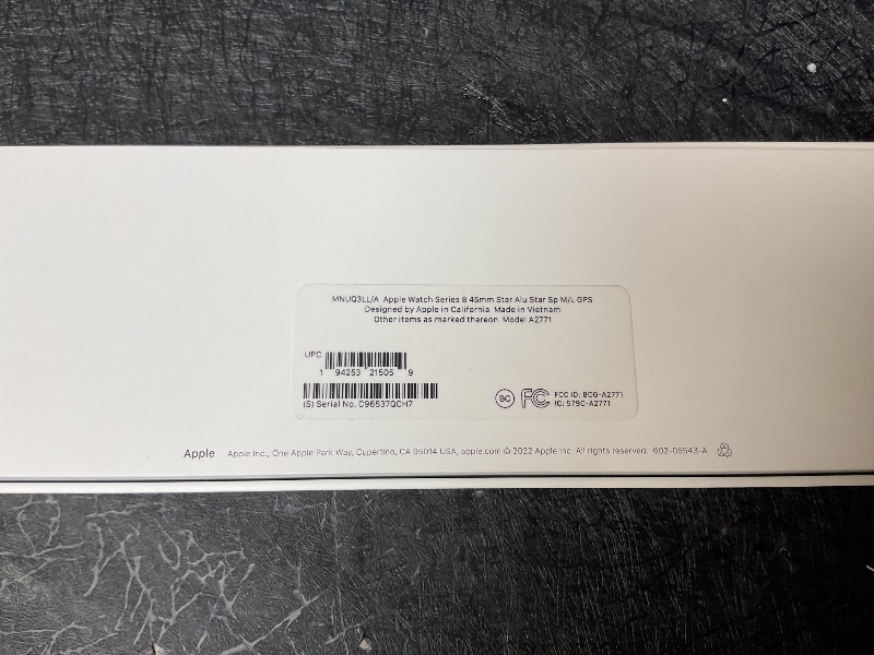 Photo 1 of Apple Watch Series 8 [GPS 45mm] Smart Watch w/Starlight Aluminum Case with Starlight Sport Band - M/L. Fitness Tracker, Blood Oxygen & ECG Apps, Always-On Retina Display, Water Resistant