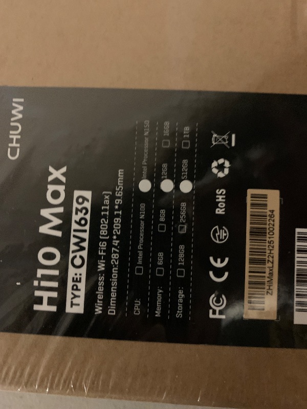 Photo 1 of CHUWI Hi10 Max Windows 11 Tablet 12.96", 512GB SSD 12GB LPDDR5, Intel N150, IPS FHD 3K Touchscreen Tablets, WiFi 6, BT 5.2, 8MP AF Camera, HDMI, USB 3.2, Type-C, with Case
