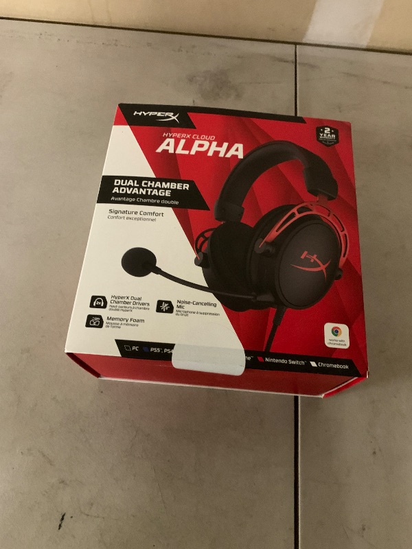 Photo 1 of HyperX Cloud Alpha - Gaming Headset, Dual Chamber Drivers, Legendary Comfort, Aluminum Frame, Detachable Microphone, Works on PC, PS4, PS5, Xbox One/ Series X|S, Nintendo Switch and Mobile – Red