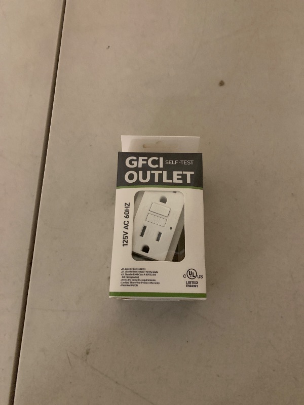 Photo 1 of 1-Pack 15 Amp GFI Electrical GFCI Outlet Self-Test Tamper Resistant (TR) Weather Resistant (WR) Ground Fault Receptacle with LED Indicator UL Listed Standard Wall Plate Included White