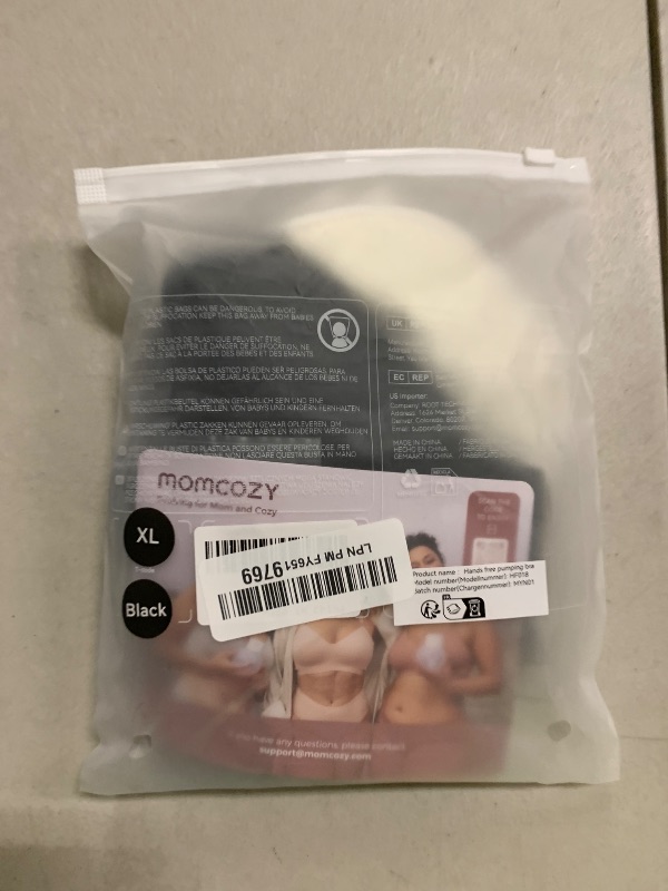 Photo 1 of Momcozy Mesh Support Pumping Bra Hands Free Suitable for 36C-44G, HF018 Comfortable Plus Size Pumping and Nursing Bra in One Black
