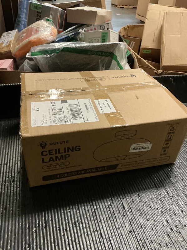 Photo 1 of **PARTS**Qufute Mid Century Ceiling Light Fixture - Milk Glass Shade, Gold Modern Flush Mount Lamp for Hallway, Dining Room, Kitchen