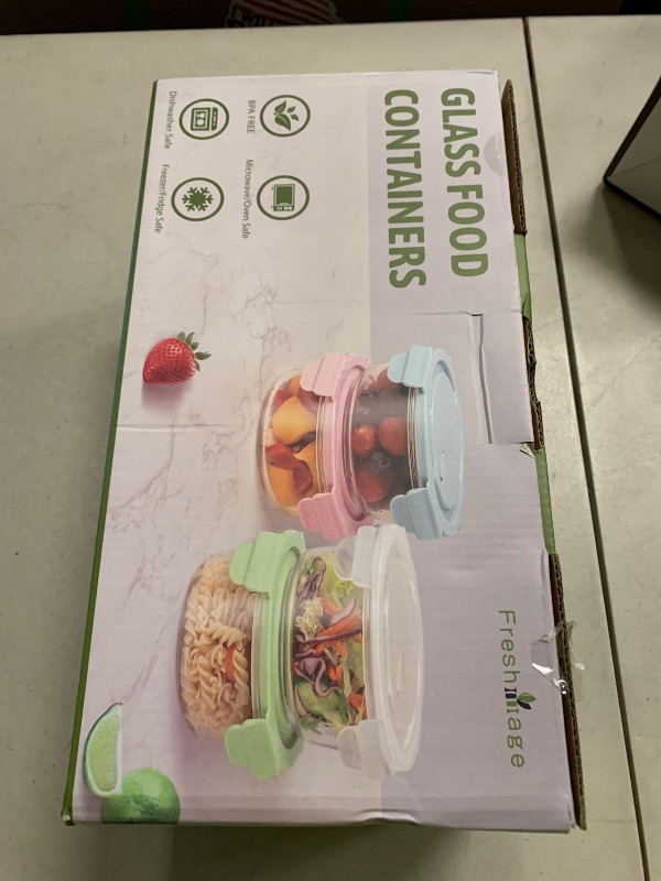 Photo 1 of 20oz Food Storage Containers with lids Set, Airtight 2.5 Cup Glass Meal Prep Containers, Heat-Resistant BPA-Free Glass Containers for Soup Leftover, Microwave, Dishwasher Freezer Safe (4 Packs)