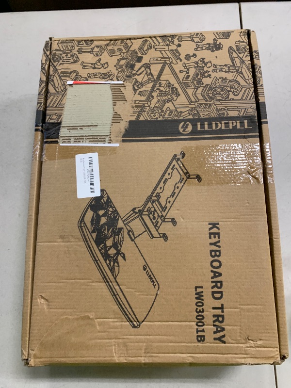 Photo 1 of LLDEPLL Keyboard Tray Under Desk with Storage Drawer, Height Adjustable Keyboard Tray Slide Out 360° Swivel Tilt, Ergonomic Under Desk Mount Keyboard & Mouse pad Lighting, Black