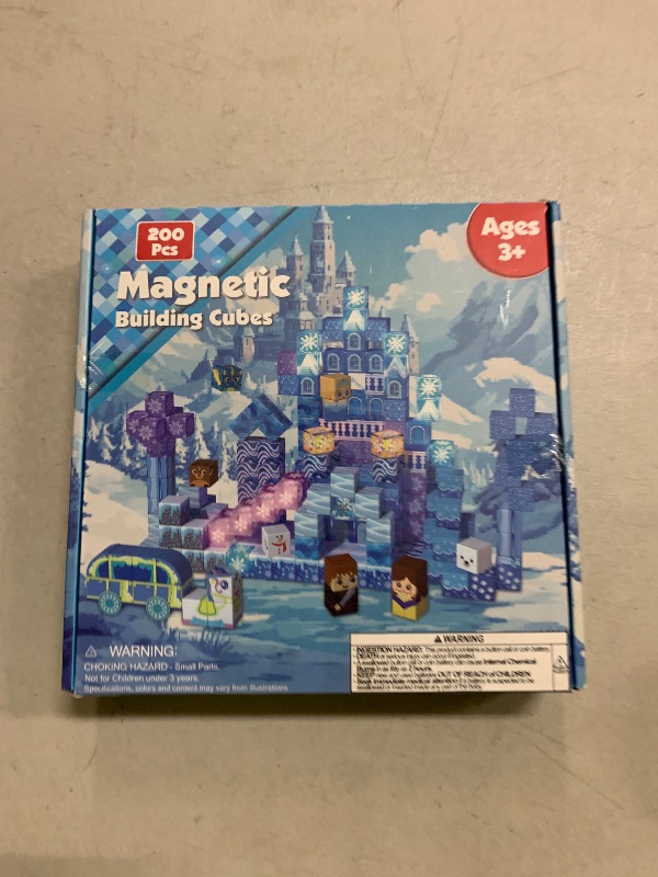 Photo 1 of 200 PCS Magnetic Blocks, Light Up & Transparent Magnetic Building Block for Blue Snow Princess Castle, Magnet Cubes Frozen Toys for Girls Ages 3 4-8 8-12 Birthdays Day Gift for Kids
