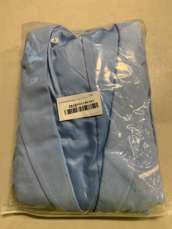 Photo 1 of Furuyal Linen Suit 3 Pieces Vintage Retro Wedding Prom Suits Slim Fit Jacket Blazer Groom Tuxedos Blue-XL