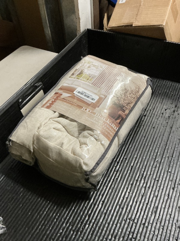 Photo 1 of 102 Inches Long Pinch Pleated Linen Blackout Curtains for Bedroom Back Tab Track Memory Trained Shape Farmhouse Light Blocking Curtains 102 Inch Length for Living Dining Room Darkening Drapes Cream