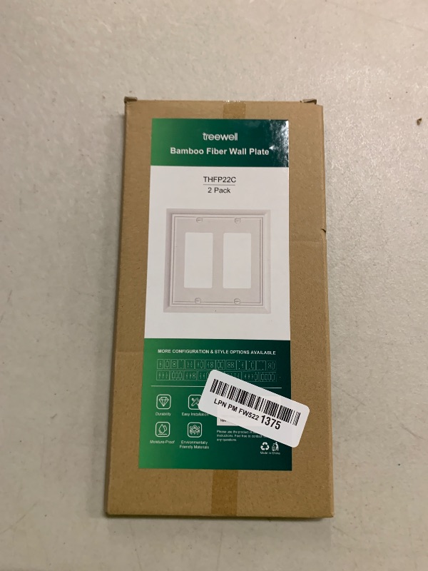 Photo 1 of 2-Pack Decorative Double Decorator Outlet Cover Plate, Light Almond Durable Natural Bamboo Fiber Wall Plates for Electrical Outlets, Receptacle, GFCI Outlet, Dimmer Switch, 2-Gang, Corrosion Resistant