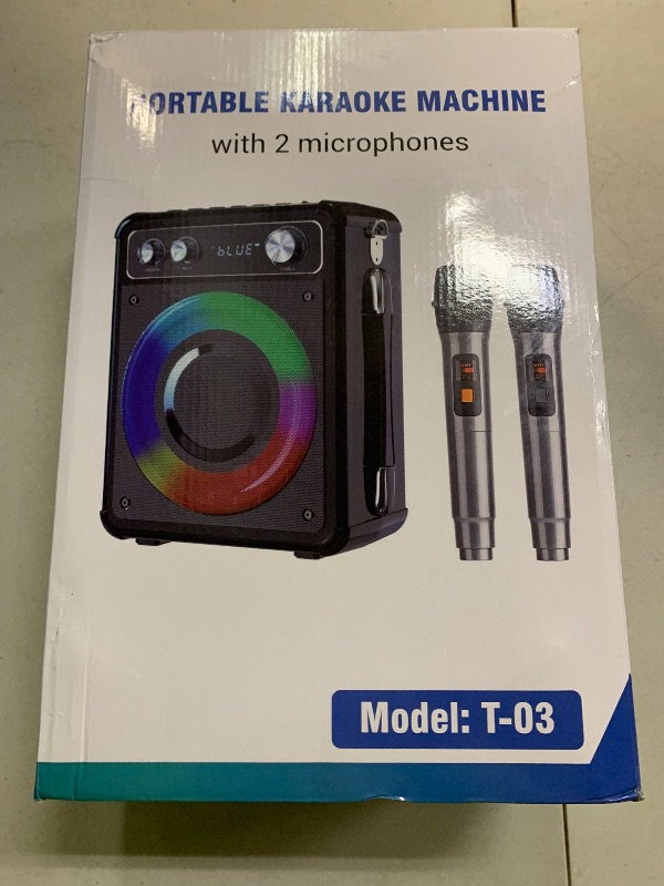 Photo 1 of VOSOCO Karaoke Machine, Portable Bluetooth Karaoke Speaker with 2 Wireless Microphones, PA System for Adults Kids with LED Lights & Echo Adjustment, Supports TWS/TF/USB/AUX for Home Party