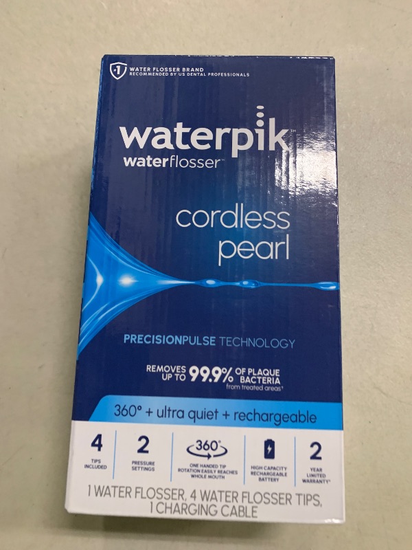 Photo 1 of Waterpik Cordless Pearl Rechargeable Portable Water Flosser for Teeth, Gums, Braces Care and Travel, Extra Quiet, 4 Flossing Tips - ADA Accepted, WF-13 Black, Amazon Exclusive