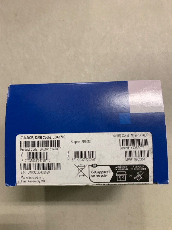 Photo 1 of Intel Core i7-14700F Desktop Processor 20 cores (8 P-cores + 12 E-cores) up to 5.4 GHz