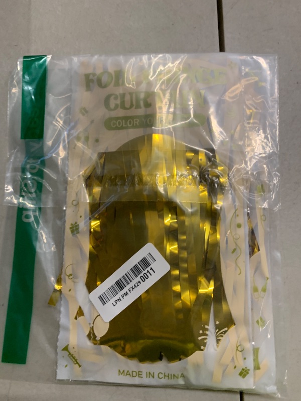 Photo 1 of 2 Pack Gold Tinsel Backdrop, 3.28 FT x 7.05 FT Metallic Fringe Curtain, Gold Color Graduation Backdrop Party Streamers, Party Supplies Door Decorations for Birthday Anniversaries