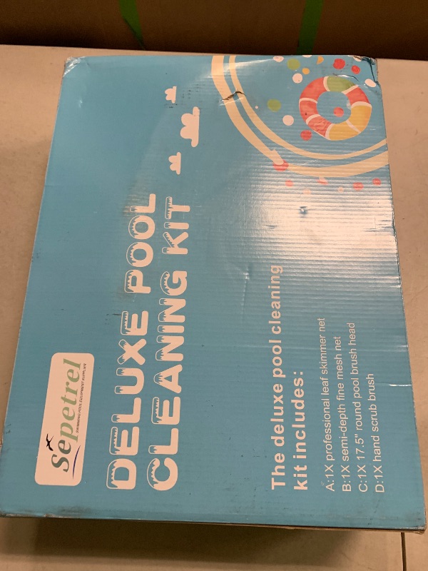 Photo 1 of Sepetrel Deluxe Swimming Pool Cleaning Kit Including Professional Leaf Skimmer Net,Half-Depth Fine Mesh Net,17.5" Pool Brush Head & Hand Scrub Brush(NO Pole)