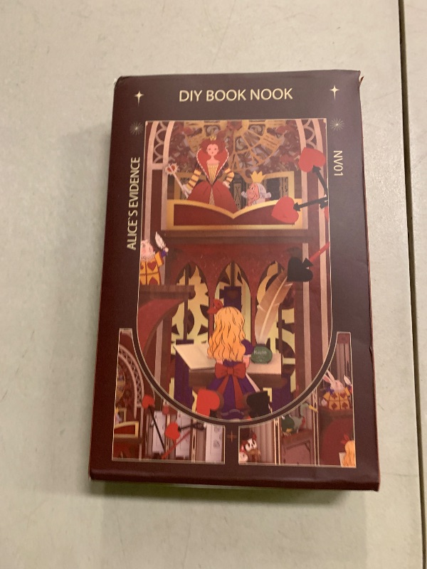 Photo 1 of ???????? Book Nook Kit, DIY Miniature Dollhouse Booknook Kit, 3D Wooden Puzzle Bookend Bookshelf Insert Decor with LED Light for Teens and Adults (Alice in Wonderland)
