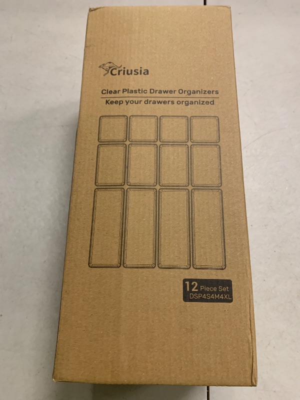 Photo 1 of 12 Pack Clear Plastic Drawer Organizer Set, Acrylic Non Slip Non Cracking Kitchen Drawer Storage Tray Large Size Divider, Multifunctional Storage for Cosmetics, Bathroom, Tools, Kitchen and Office