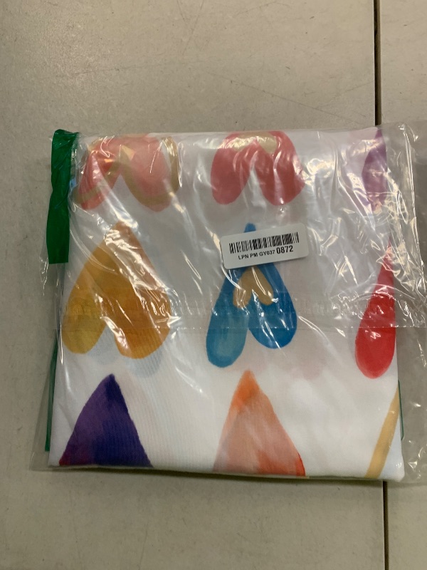 Photo 1 of Valentine's Day Rectangle Tablecloth Colorful Hearts Fabric Table Cloth Watercolor Washable Table Cover for Wedding Anniversary, 60 x 104 Inch