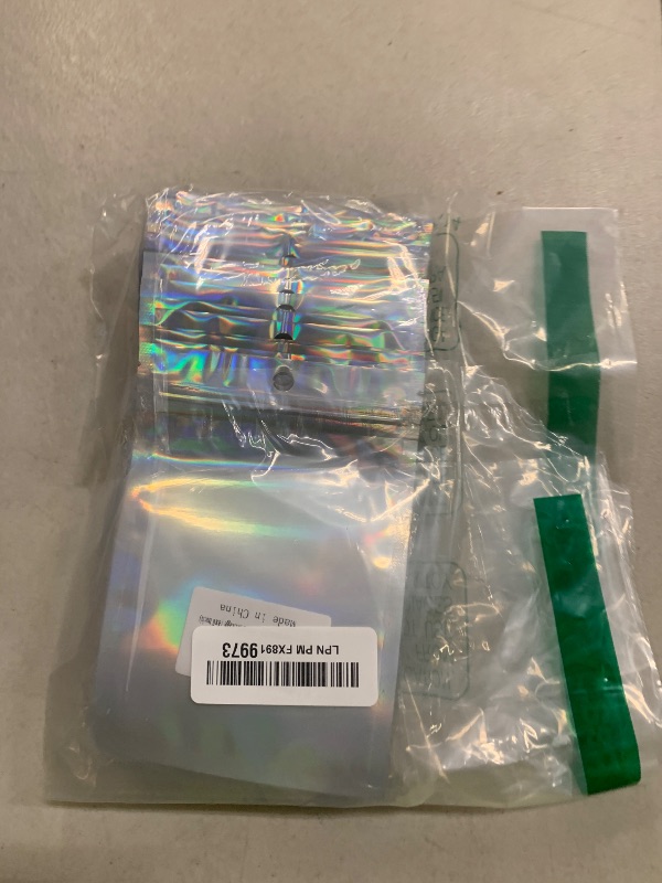 Photo 1 of 100 Pcs Holographic Resealable Packaging Bags for Small Business Supplies, Cute Small Color Smell Proof Foil Pouch Plastic Baggies for Lip Gloss Soap Party Food Storage (4x6 inch)