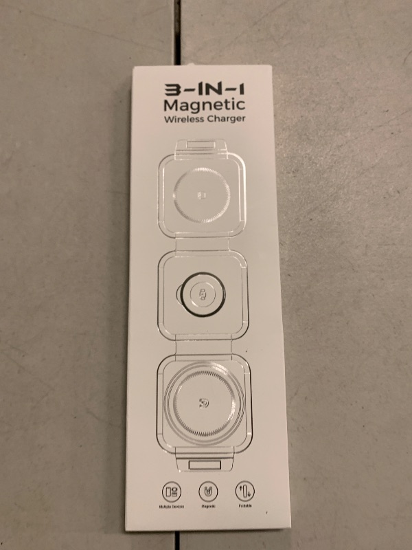 Photo 1 of 3 in 1 Charging Station for Apple Multiple Devices, Foldable Magnetic Fast Wireless Charger Dock, Travel Charging Pad for iPhone 17 16 15 14 13 12 Pro Max Plus Apple Watch Series & AirPods 4/3/2/Pro