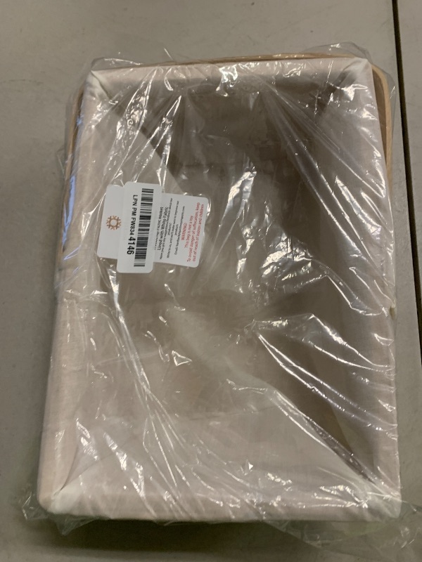 Photo 1 of 12 Inch Rectangular Woodchip Picnic Basket Lined with White Fabric