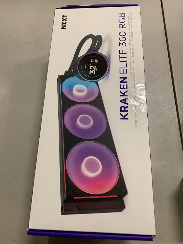 Photo 1 of NZXT Kraken Elite 360 RGB 2024 - AIO CPU Liquid Cooler - 360mm Radiator - F360 RGB Core Fan - Customizable 2.72" IPS LCD - NZXT Turbine Pump - AMD® AM5, AM4 - Intel® LGA 1851/1700, 1200/115X - Black