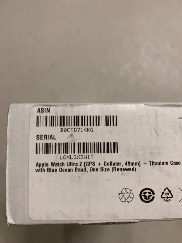Photo 1 of Apple Watch Ultra 2 [GPS + Cellular, 49mm] - Titanium Case with Blue Ocean Band, One Size (Renewed)