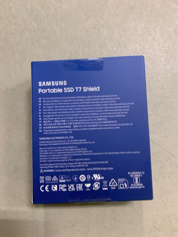 Photo 1 of Samsung T7 Shield 2TB, Portable SSD, up-to 1050MB/s, USB 3.2 Gen2, Rugged,IP65 Water & Dust Resistant, for Photographers, Content Creators and Gaming, Extenal Solid State Drive (MU-PE2T0S/AM), Black