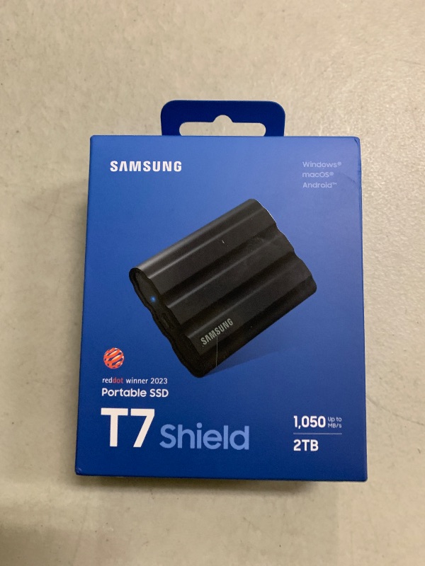 View 2 of Samsung T7 Shield 2TB, Portable SSD, up-to 1050MB/s, USB 3.2 Gen2, Rugged,IP65 Water & Dust Resistant, for Photographers, Content Creators and Gaming, Extenal Solid State Drive (MU-PE2T0S/AM), Black