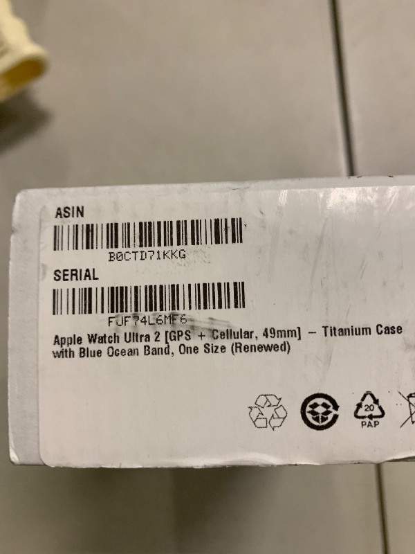 Photo 1 of Apple Watch Ultra 2 [GPS + Cellular, 49mm] - Titanium Case with Blue Ocean Band, One Size (Renewed)