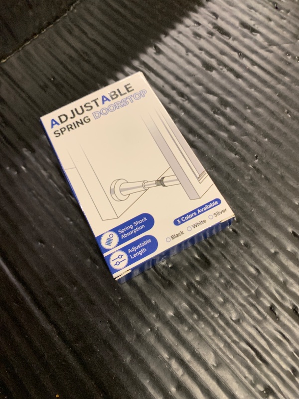 Photo 1 of 1pcs Adjustable Spring Door Stops, 4.17-5.35in Aluminum Long Door Stoppers with Silicone Tip, Matte Black Door Stop for Bottom of Door, Screw & Adhesive Installation, White