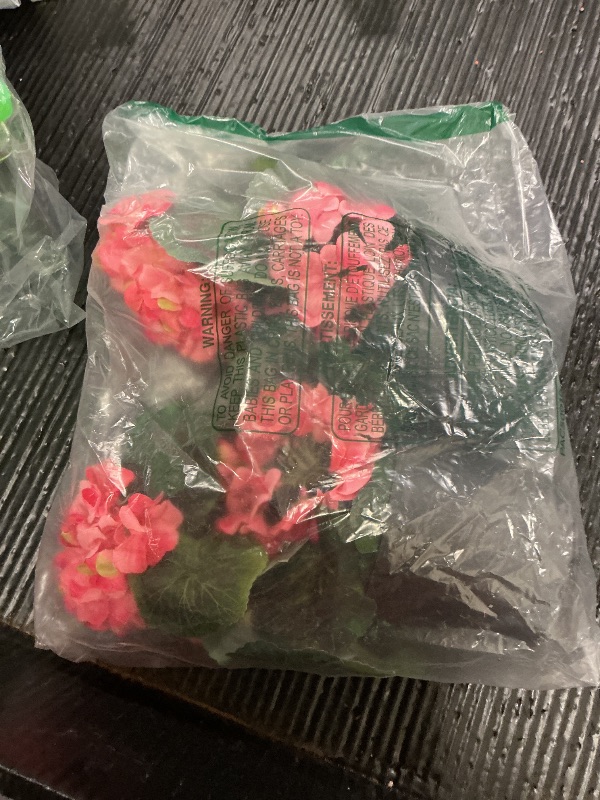 Photo 1 of 2 Pack Artificial Geranium Fake Flowers for Outdoors Spring Summer Decor, Silk Geraniums Flowers UV Resistant Faux Flower Potted Plants for Gardens Farmhouse Indoor Home Table Decor (Rose Red)