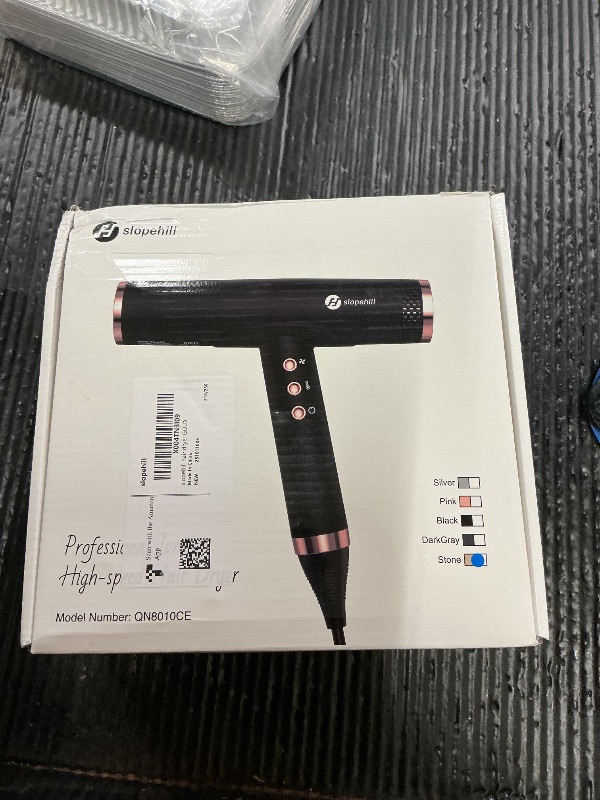 Photo 1 of slopehill Professional Hair Dryer with Diffuser, Ionic Hair Dryer,Lightweight Compact Powerful & Fast Salon Blow Dryer with High Speed Brushless Motor, Travel Hairdryer, Women & Men (Ceramic, Stone)