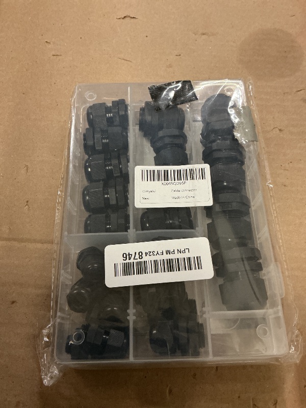 Photo 1 of 25 Pack Cable Gland Kit – IP68 Waterproof Nylon Cord Grip Connectors PG7 to PG16 for Electrical Junction Box and Wire Protection (Black)