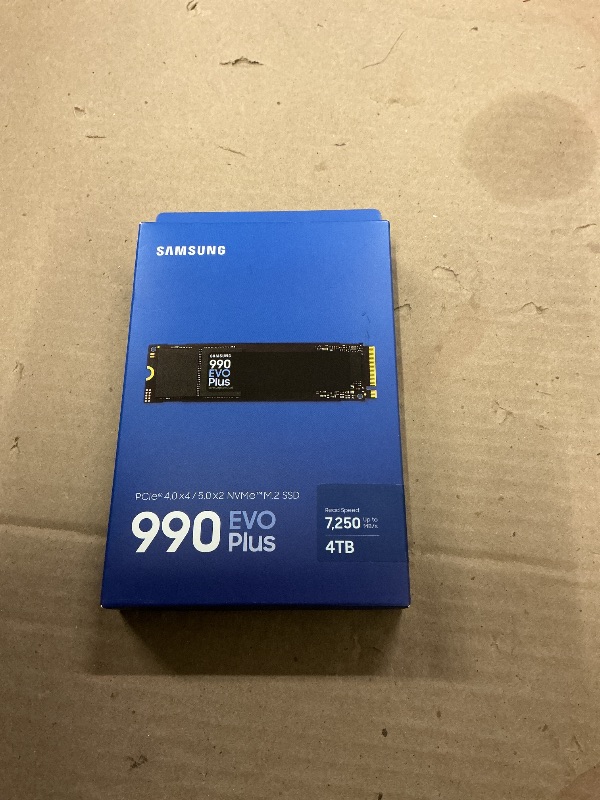 Photo 1 of FACTORY SEALED— Samsung 990 EVO Plus SSD 4TB, PCIe Gen 4x4 | Gen 5x2 M.2, Speeds Up-to 7,250 MB/s, Upgrade Storage for PC/Laptops, HMB Technology and Intelligent Turbowrite 2.0, (MZ-V9S4T0B/AM)