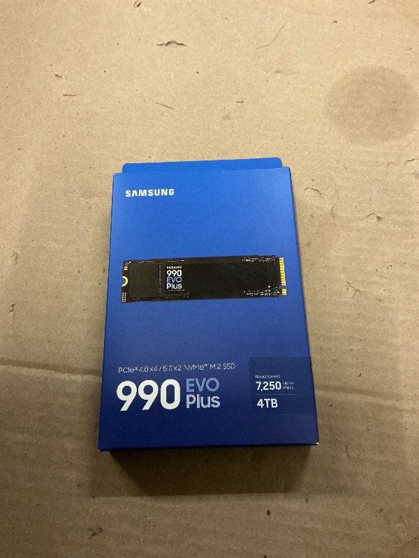 Photo 1 of FACTORY SEALED— Samsung 990 EVO Plus SSD 4TB, PCIe Gen 4x4 | Gen 5x2 M.2, Speeds Up-to 7,250 MB/s, Upgrade Storage for PC/Laptops, HMB Technology and Intelligent Turbowrite 2.0, (MZ-V9S4T0B/AM)