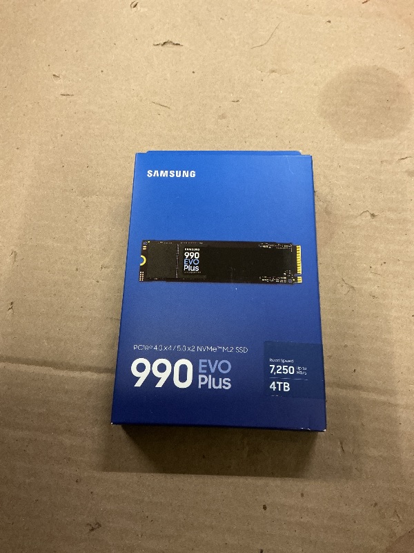 Photo 1 of FACTORY SEALED— Samsung 990 EVO Plus SSD 4TB, PCIe Gen 4x4 | Gen 5x2 M.2, Speeds Up-to 7,250 MB/s, Upgrade Storage for PC/Laptops, HMB Technology and Intelligent Turbowrite 2.0, (MZ-V9S4T0B/AM)