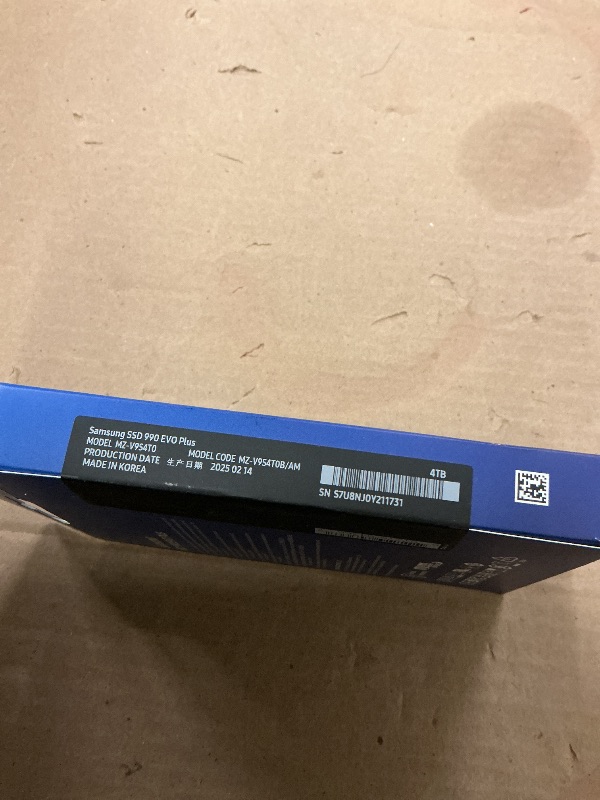 Photo 1 of FACTORY SEALED— Samsung 990 EVO Plus SSD 4TB, PCIe Gen 4x4 | Gen 5x2 M.2, Speeds Up-to 7,250 MB/s, Upgrade Storage for PC/Laptops, HMB Technology and Intelligent Turbowrite 2.0, (MZ-V9S4T0B/AM)