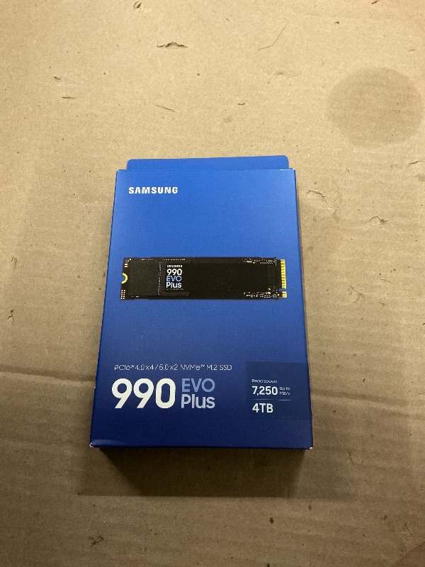 Photo 1 of FACTORY SEALED— Samsung 990 EVO Plus SSD 4TB, PCIe Gen 4x4 | Gen 5x2 M.2, Speeds Up-to 7,250 MB/s, Upgrade Storage for PC/Laptops, HMB Technology and Intelligent Turbowrite 2.0, (MZ-V9S4T0B/AM)