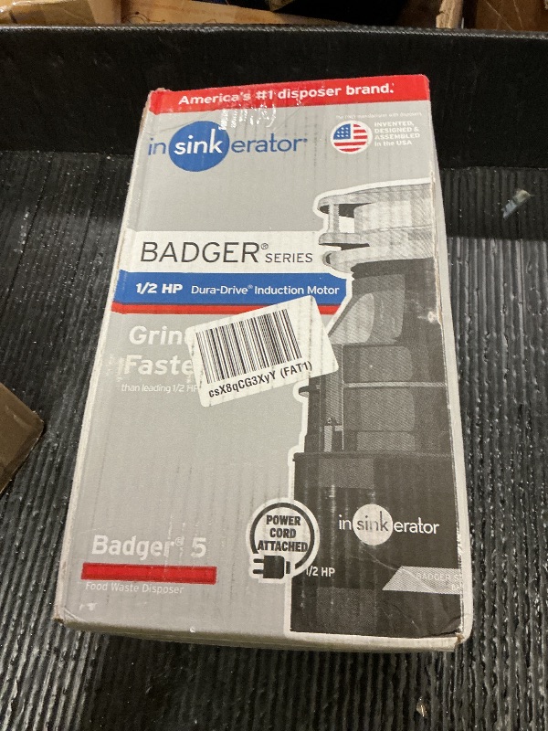 Photo 1 of InSinkErator Badger 5 Garbage Disposal with Power Cord, Standard Series 1/2 HP Continuous Feed Food Waste Disposer, Badger 5 W/C, No Size, Black/Gray