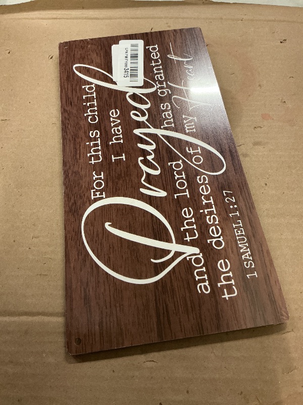 Photo 1 of 1 Samuel 1:27- For This Child I Have Prayed Inspirational Quote Wood Decor Sign, Bible Verses Decor Signs, Hanging Printed Wooden Plaque Decor, Gift for Nursery Girls Boys Room Decor 12x6 inch