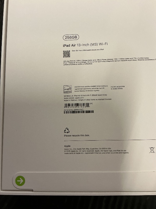 Photo 1 of FACTORY SEALED— Apple iPad Air 13-inch with M3 chip Built for Apple Intelligence, Liquid Retina Display, 256GB, 12MP Front/Back Camera, Wi-Fi 6E, Touch ID, All-Day Battery Life — Space Gray