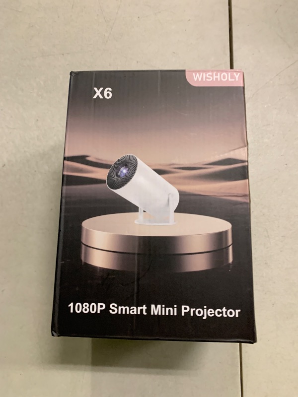 Photo 1 of WISHOLY Mini Projector with WiFi and Bluetooth, Portable Movie Projector with 180° Rotatable, 1080P HD Supported, Auto Vertical Keystone, Compatible with Smartphone, TV Stick, Laptop, HDMI, USB